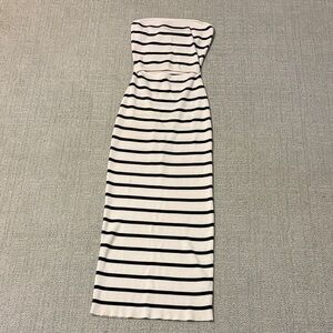 Elegant Black and White Striped Dress